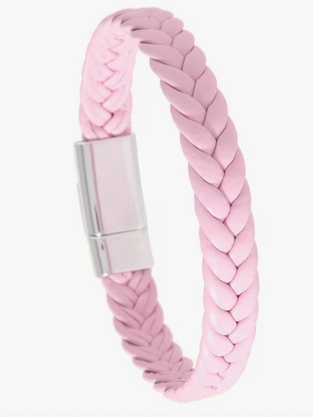 Pink Braided Bracelet with Silver Magnetic Clasp
